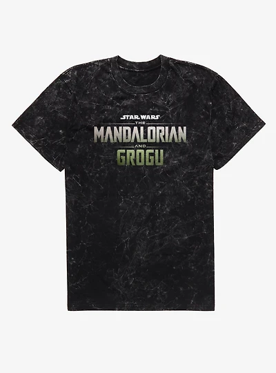 The Mandalorian And Grogu Movie Logo Full Color Mineral Wash T-Shirt