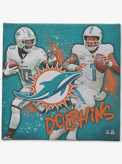 NFL Miami Dolphins Tyreek Hill & Tua Tagovailoa Painterly Splash Canvas Wall Decor