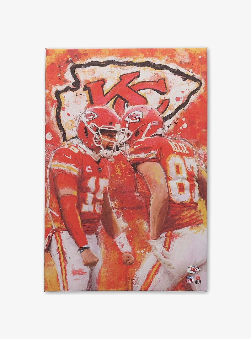NFL Kansas City Chiefs Patrick Mahomes & Travis Kelce Painterly Graffiti Canvas Wall Decor