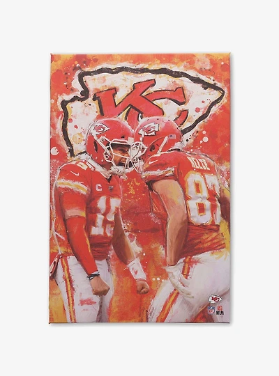 NFL Kansas City Chiefs Patrick Mahomes & Travis Kelce Painterly Graffiti Canvas Wall Decor