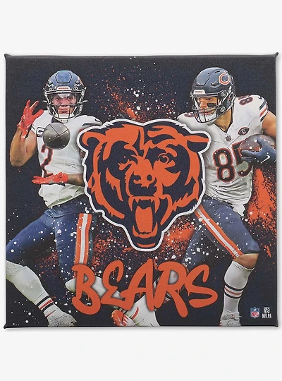 NFL Chicago Bears DJ Moore & Cole Kmet Painterly Splash Canvas Wall Decor