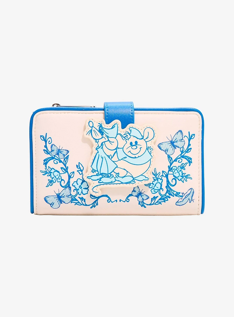 Loungefly Disney Cinderella Tonal Floral Jaq & Gus Wallet - BoxLunch Exclusive
