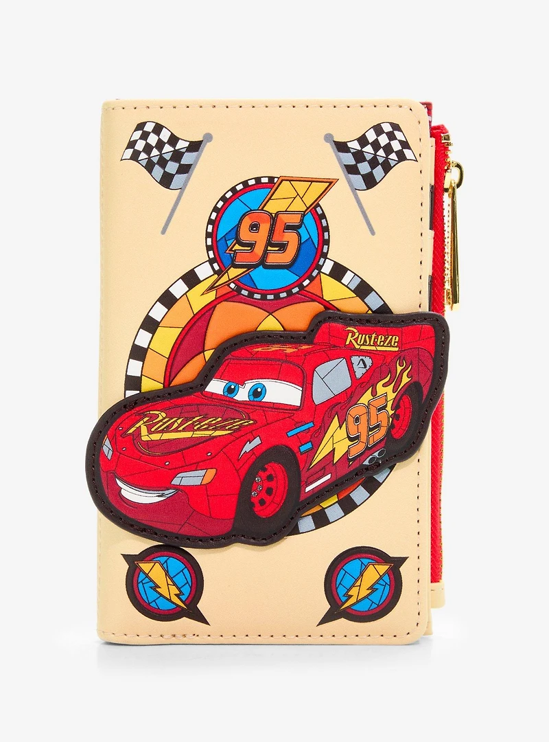 Loungefly Disney Cars Lightning McQueen Stained Glass Zip Wallet — BoxLunch Exclusive