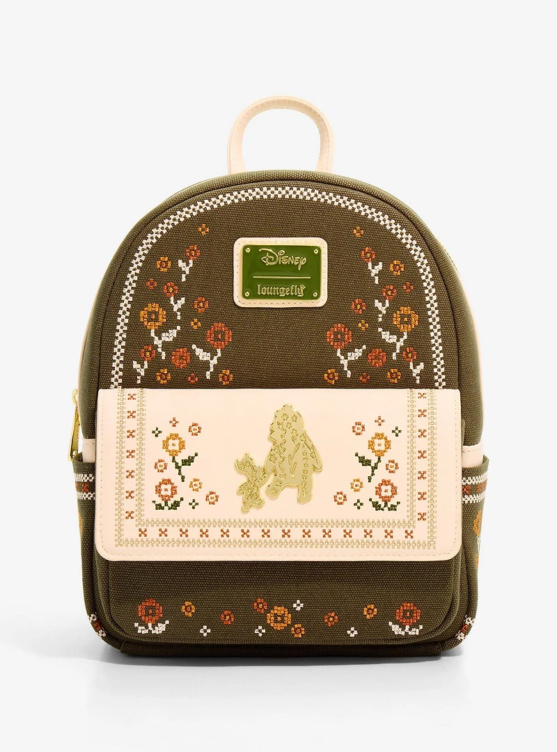 Loungefly Disney Winnie the Pooh Floral Cross Stitch Mini Backpack - BoxLunch Exclusive