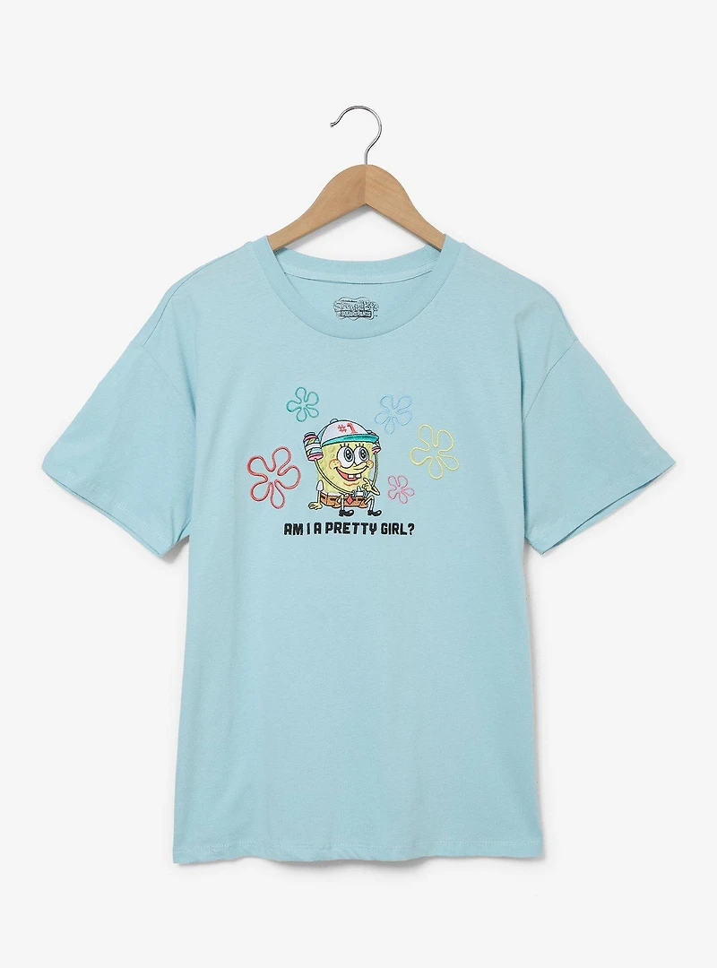 SpongeBob SquarePants Am I A Pretty Girl Embroidered Women's T-Shirt - BoxLunch Exclusive