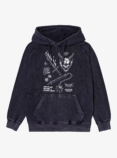 Stranger Things Hellfire Club Become A Player Mineral Wash Hoodie