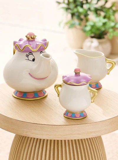 Disney Beauty and The Beast Mrs. Potts Teapot, Sugar Bowl & Cream Set - BoxLunch Exclusive