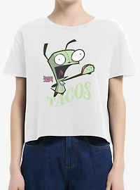 Invader Zim GIR Tacos Boxy Crop Womens T-Shirt