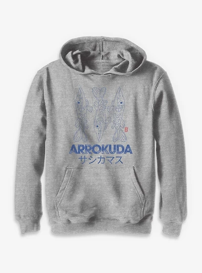 Pokemon Arrokuda Gyotaku  Youth Hoodie