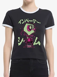 Invader Zim Pink Splatter Ringer Womens T-Shirt