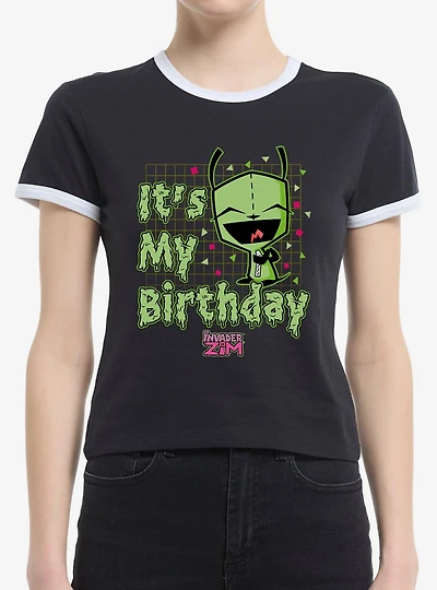 Invader Zim Its My Birthday GIR Ringer Womens T-Shirt