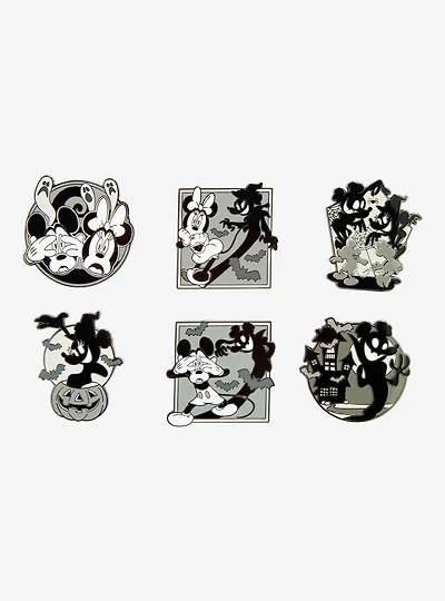 Loungefly Disney Mickey & Minnie Black & White Halloween Blind Box Enamel Pin