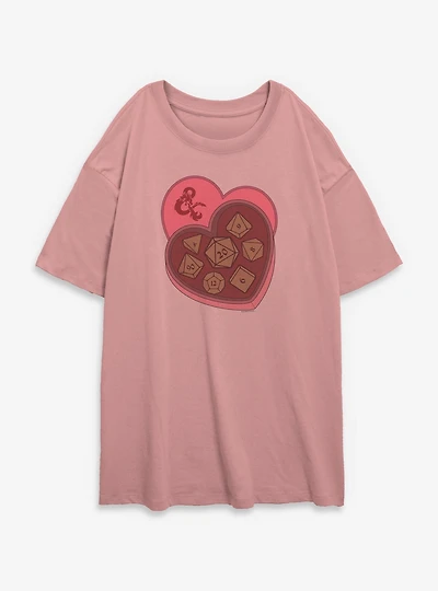 Dungeons & Dragons Dice Box Of Chocolate Womens Oversized T-Shirt