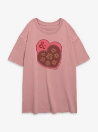Dungeons & Dragons Dice Box Of Chocolate Womens Oversized T-Shirt
