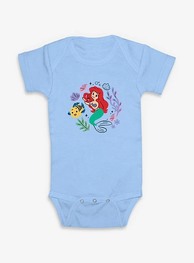 Disney The Little Mermaid Ariel And Flounder Doodle  Infant Bodysuit