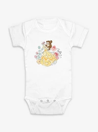 Disney Beauty And The Beast Cute Belle With Flowers  Infant Bodysuit
