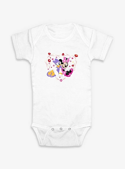 Disney Minnie  Mouse And Daisy Flowers Heart Infant Bodysuit