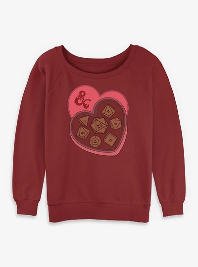 Dungeons & Dragons Dice Box Of Chocolate Womens Slouchy Sweatshirt