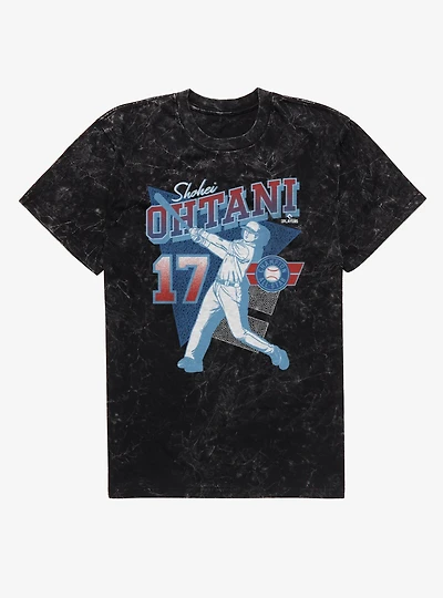 MLB Shohei Ohtani Geometric Swing Black Mineral Wash T-Shirt