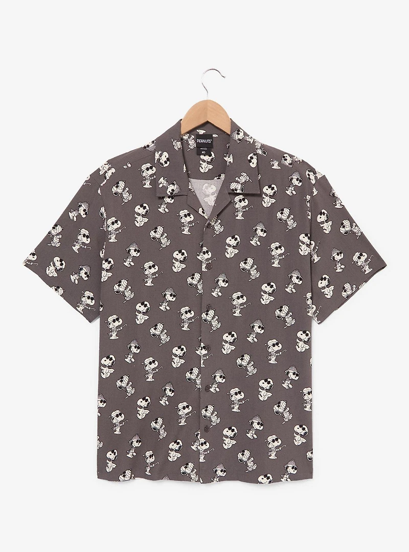 Peanuts Snoopy Joe Cool Halloween Costumes Allover Print Woven Button-Up - BoxLunch Exclusive