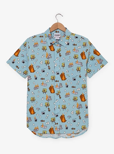 SpongeBob SquarePants Office on Fire Allove Print Woven Button-Up - BoxLunch Exclusive