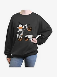 Disney Winnie The Pooh Sketchy Halloween Grid Womens Oversized Sweatshirt