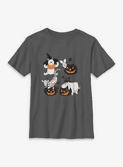Disney Winnie The Pooh Sketchy Halloween Grid Youth T-Shirt