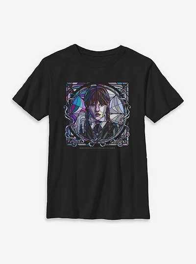 Wednesday Stained Glass Portrait Youth T-Shirt