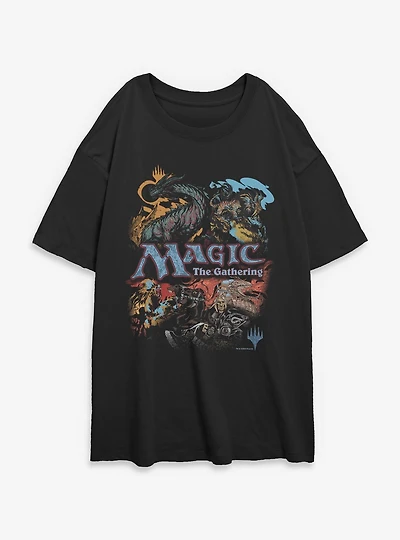 Magic: The Gathering Vintage Collage Womens Oversized T-Shirt