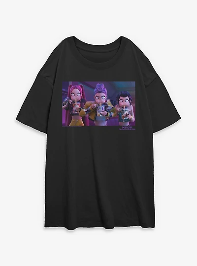 KPop Demon Hunters Huntrix Eating Womens Oversized T-Shirt