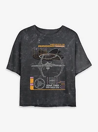 Star Trek: Deep Space Nine Schematic Womens Mineral Wash Crop T-Shirt