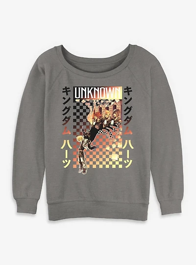 Disney Kingdom Hearts Checker Fade Womens Slouchy Sweatshirt