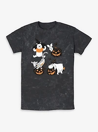 Disney Winnie The Pooh Sketchy Halloween Grid Mineral Wash T-Shirt