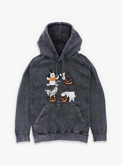 Disney Winnie The Pooh Sketchy Halloween Grid Mineral Wash Hoodie