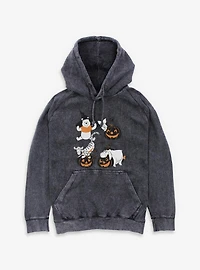 Disney Winnie The Pooh Sketchy Halloween Grid Mineral Wash Hoodie