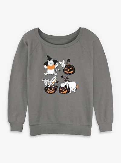 Disney Winnie The Pooh Sketchy Halloween Grid Womens Slouchy Sweatshirt