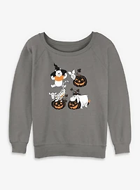 Disney Winnie The Pooh Sketchy Halloween Grid Womens Slouchy Sweatshirt