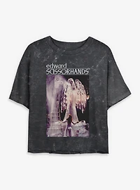 Edward Scissorhands Photoreal Womens Mineral Wash Crop T-Shirt