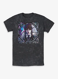 Wednesday Stained Glass Portrait Mineral Wash T-Shirt