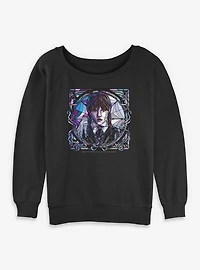 Wednesday Stained Glass Portrait Womens Slouchy Sweatshirt