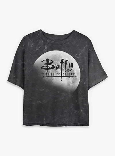 Buffy The Vampire Slayer Moon Womens Mineral Wash Crop T-Shirt