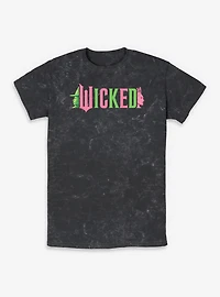 Wicked Elphaba and Glinda Silhouettes Logo Mineral Wash T-Shirt