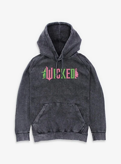 Wicked Elphaba and Glinda Silhouettes Logo Mineral Wash Hoodie