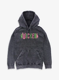 Wicked Elphaba and Glinda Silhouettes Logo Mineral Wash Hoodie
