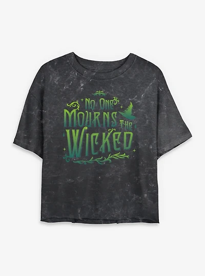 Wicked No One Mourns The Womens Mineral Wash Crop T-Shirt