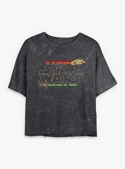 Star Wars Retro Womens Mineral Wash Crop T-Shirt