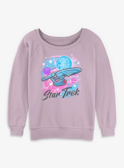 Star Trek Airbrushed Ship Womens Slouchy Sweatshirt