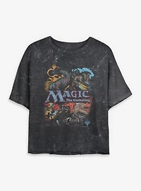 Magic: The Gathering Vintage Collage Womens Mineral Wash Crop T-Shirt