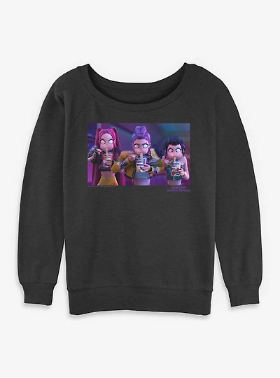 KPop Demon Hunters Huntrix Eating Womens Slouchy Sweatshirt