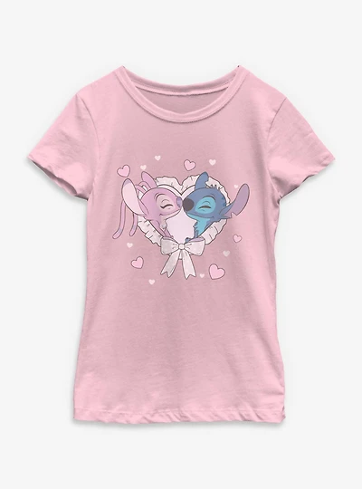 Disney Lilo & Stitch Frilly Heart Youth Girls T-Shirt